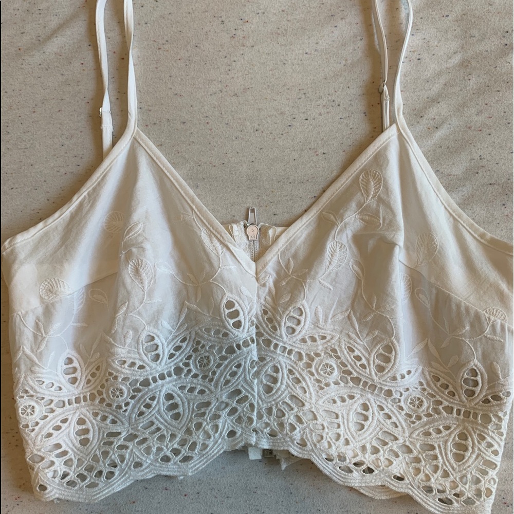 Revolve White Lace Crop Top